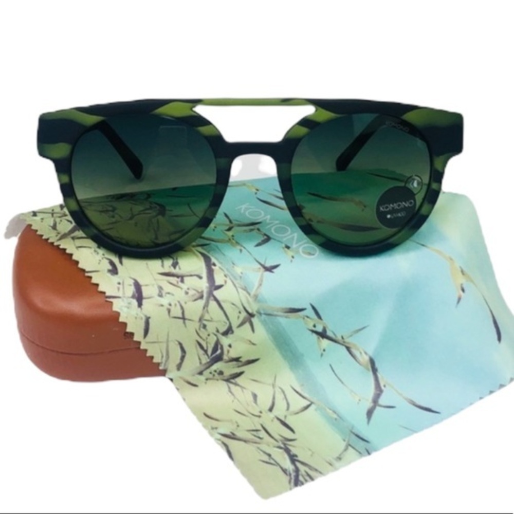Anthropologie Green Camouflage Round Sunglasses